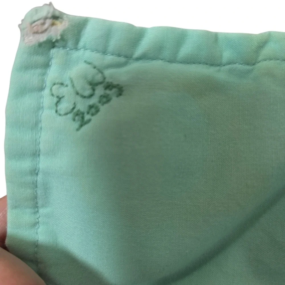 Vintage Handmade Pastel Floral Puff Biscuit Baby Quilt Patchwork Cottagecore